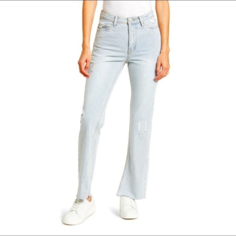 Avec Les Filles / Anthropology High Waist Straight Leg Jean with Split H…